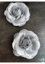 Ръчно изработени рози в Сиво от сатен 2 броя